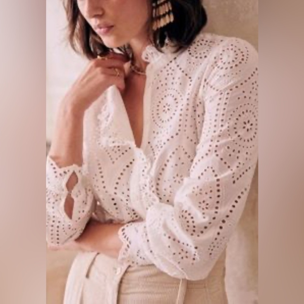 Sezane Eyelet Chlo Blouse